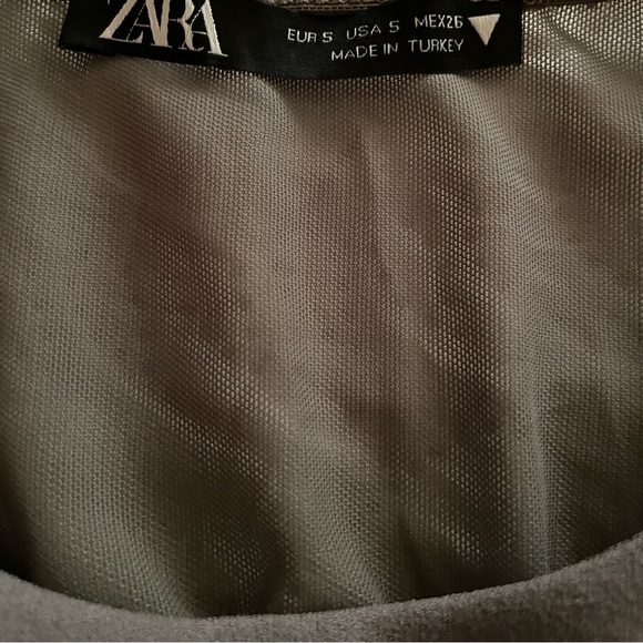 Zara Women’s Cropped Gray Open Back Mesh Adjustable Top Shirt Size Small - Picture 3 of 9